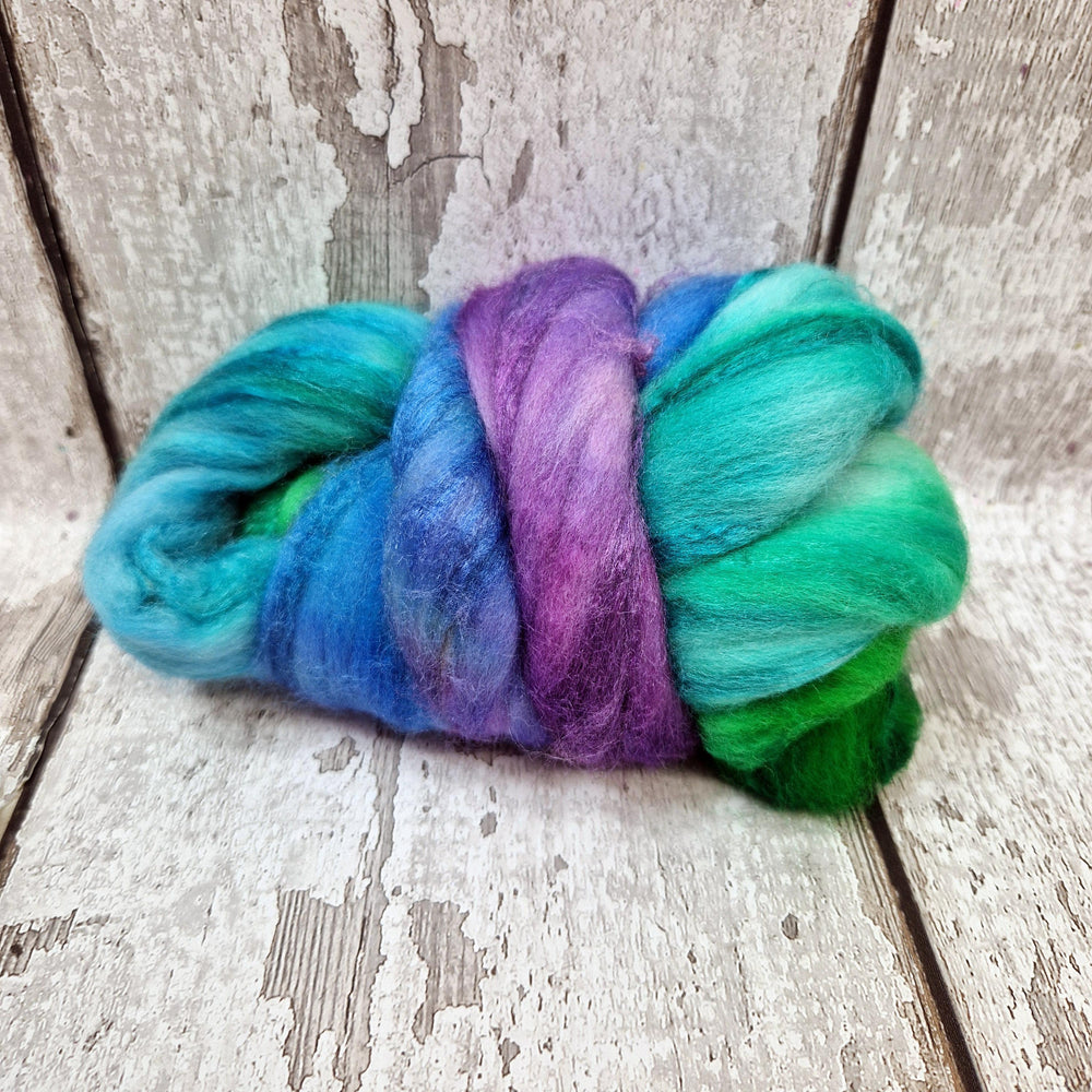 Merino and tussah silk wool top - Hand dyed - 100g (3.5oz) - ENCHANTMENT