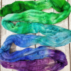Merino and tussah silk wool top - Hand dyed - 100g (3.5oz) - ENCHANTMENT