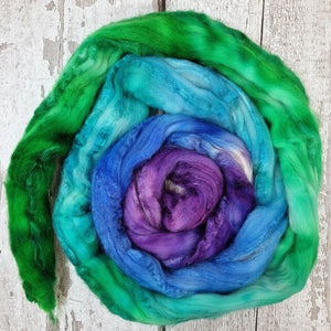 Merino and tussah silk wool top - Hand dyed - 100g (3.5oz) - ENCHANTMENT