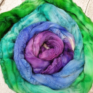 Merino and tussah silk wool top - Hand dyed - 100g (3.5oz) - ENCHANTMENT