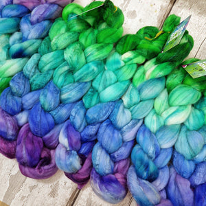 Merino and tussah silk wool top - Hand dyed - 100g (3.5oz) - ENCHANTMENT