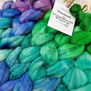 Merino and tussah silk wool top - Hand dyed - 100g (3.5oz) - ENCHANTMENT