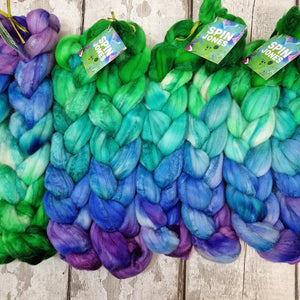 Merino and tussah silk wool top - Hand dyed - 100g (3.5oz) - ENCHANTMENT