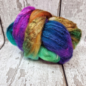 Bluefaced Leicester and tussah silk wool top - Hand dyed - 100g (3.5oz) - PUDDLE
