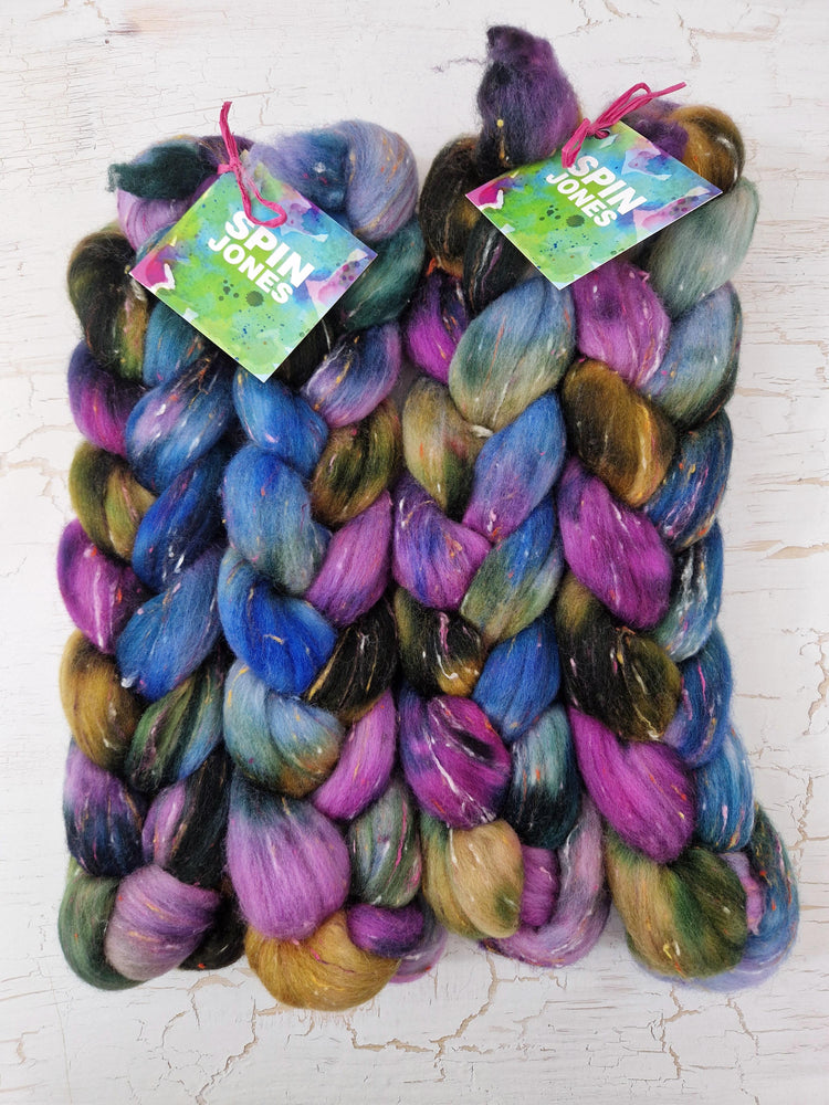 Polwarth wool and viscose nepps - Hand dyed - 100g (3.5oz) - BLUEBERRIES