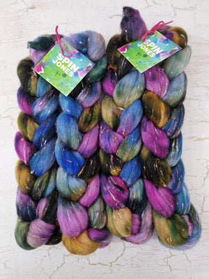 Polwarth wool and viscose nepps - Hand dyed - 100g (3.5oz) - BLUEBERRIES