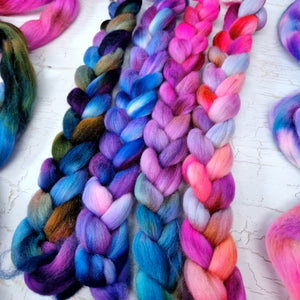 Hand dyed mini braid selection - Punta Arenas wool top - 4 x 25g  (100g 3.5oz) Set #2