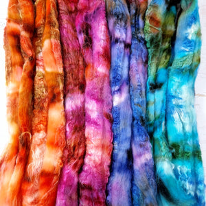 Merino & Tussah silk roving selection - 4 x 25g (4 x 0.88oz) - Set #2