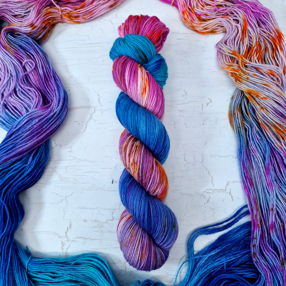 Hand dyed SW Bluefaced Leicester wool - 4ply fingering 100g 400m OOAK LEFTOVERS