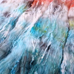 Hand dyed textured batts - 25g (0.88oz) - mint, grey, white, coral