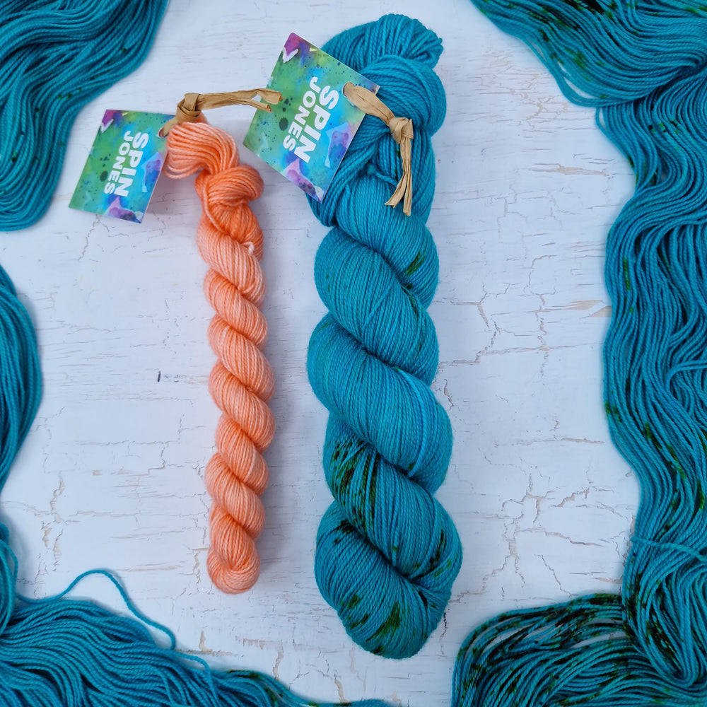 Aquatic & Blush - SOCK YARN DUO - SW Falkland Merino & Nylon sock yarn
