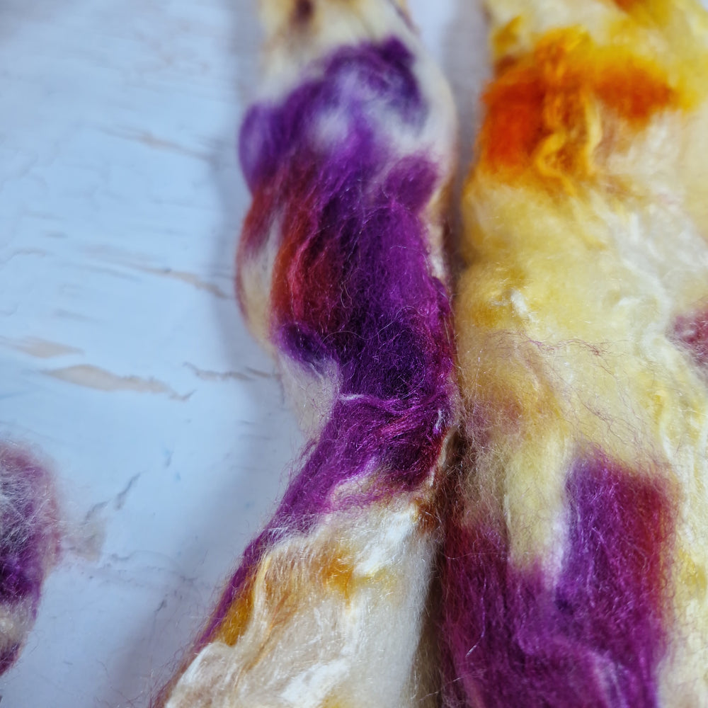 Merino and tussah silk wool top - Hand dyed - 100g (3.5oz) - VANILLA RUST