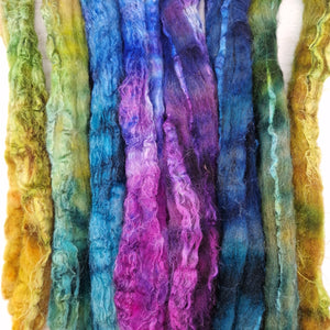 MIDNIGHT GARDEN Bluefaced Leicester & tussah silk wool top combo - white and brown - Hand dyed braids - 100g (3.5oz)