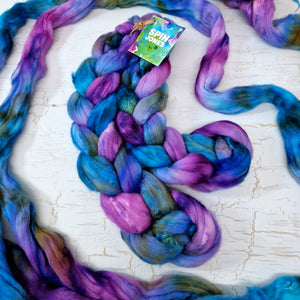 Merino wool and tussah silk top - Hand dyed - 100g (3.5oz) - Leftovers #1