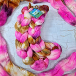 Merino and tussah silk wool top - Hand dyed - 100g (3.5oz) - Leftovers PINK GOLD