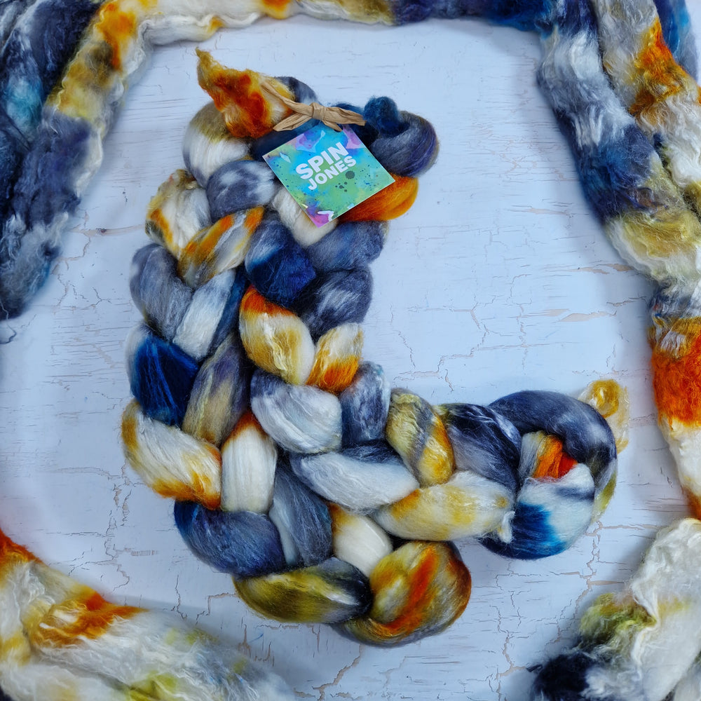 Merino and tussah silk wool top - Hand dyed - 100g (3.5oz) - Leftovers #2