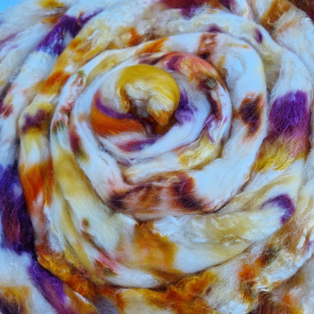 Merino and tussah silk wool top - Hand dyed - 100g (3.5oz) - VANILLA RUST