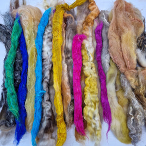 Brown Batt Food - hand dyed fibre scraps for carding, felting, and spinning. 130g (4.5oz)