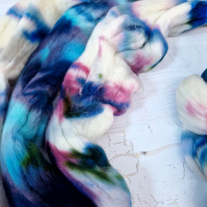 Rambouillet - Hand dyed braids - 100g (3.5oz) - Leftovers COBWEB