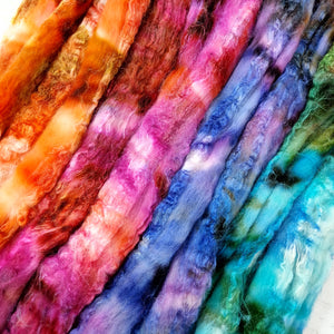 Merino & Tussah silk roving selection - 4 x 25g (4 x 0.88oz) - Set #2