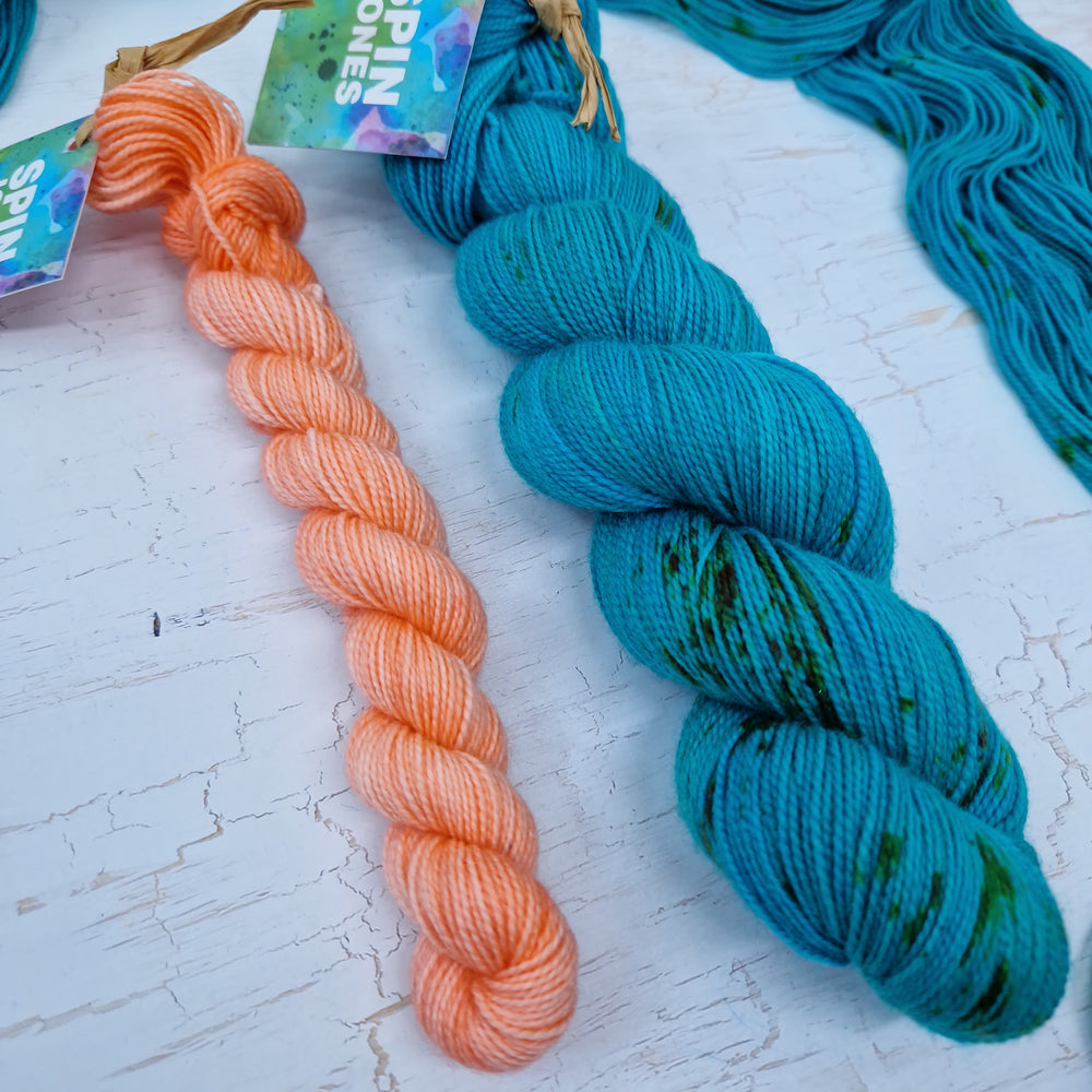 Aquatic & Blush - SOCK YARN DUO - SW Falkland Merino & Nylon sock yarn