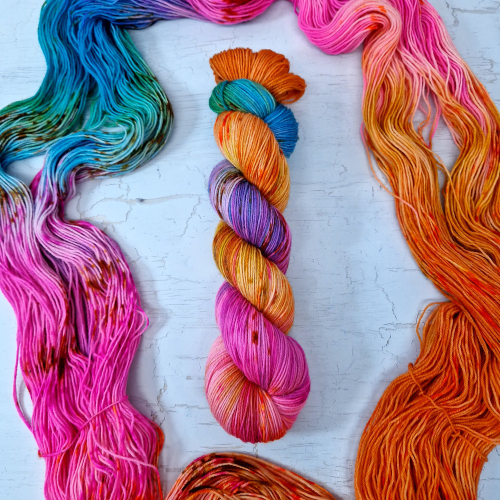 Hand dyed SW Bluefaced Leicester wool - 4ply fingering 100g 400m OOAK LEFTOVERS
