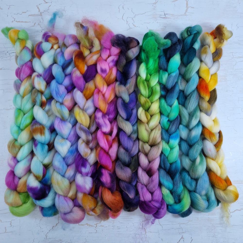 Leftovers Mini Braid set #2 - Punta Arenas wool top - Hand dyed - 250g (8.8oz)