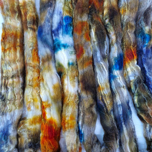 TARNISH - Bluefaced Leicester & tussah silk wool top combo - Hand dyed spinning wool - 100g (3.5oz)