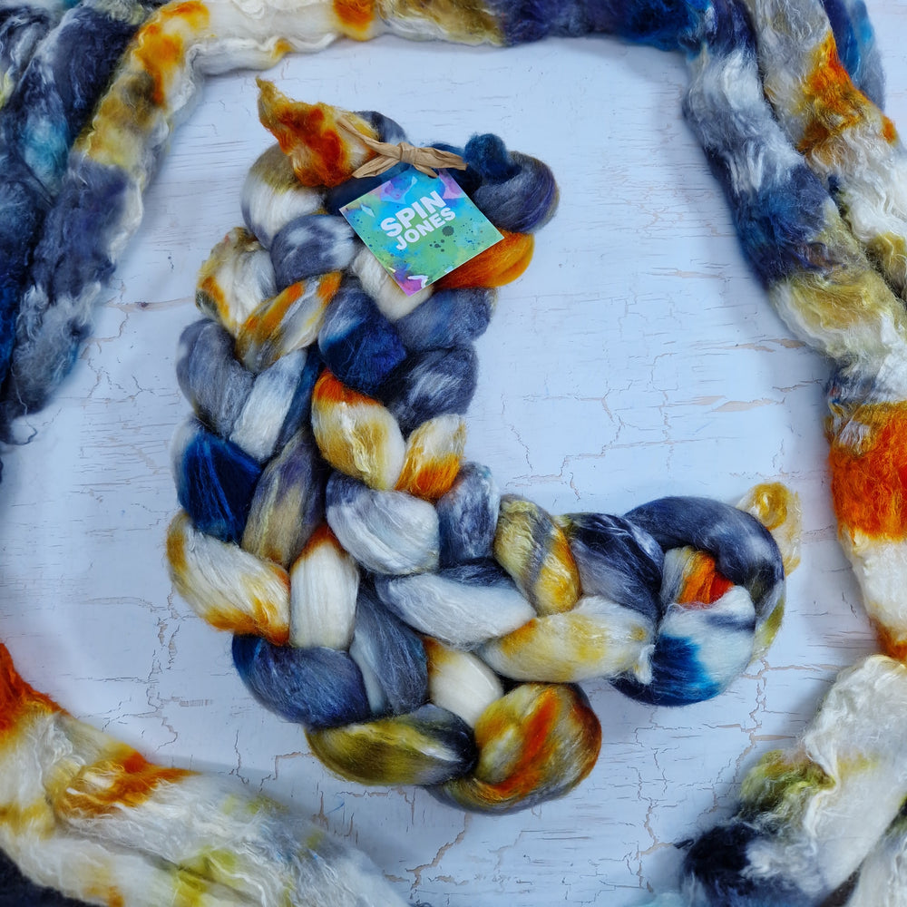 Merino and tussah silk wool top - Hand dyed - 100g (3.5oz) - Leftovers #2