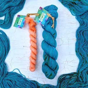Aquatic & Blush - SOCK YARN DUO - SW Falkland Merino & Nylon sock yarn