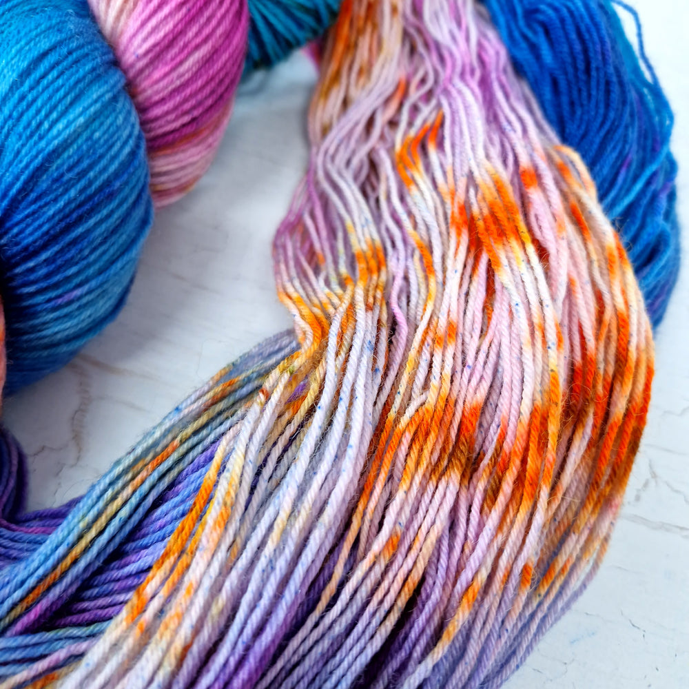 Hand dyed SW Bluefaced Leicester wool - 4ply fingering 100g 400m OOAK LEFTOVERS