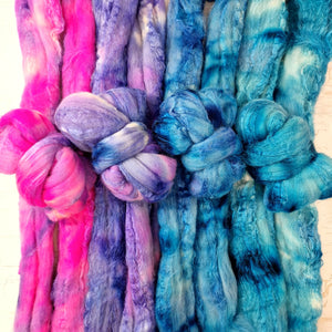 Merino & Tussah silk roving selection - 4 x 25g (4 x 0.88oz) - Set #5