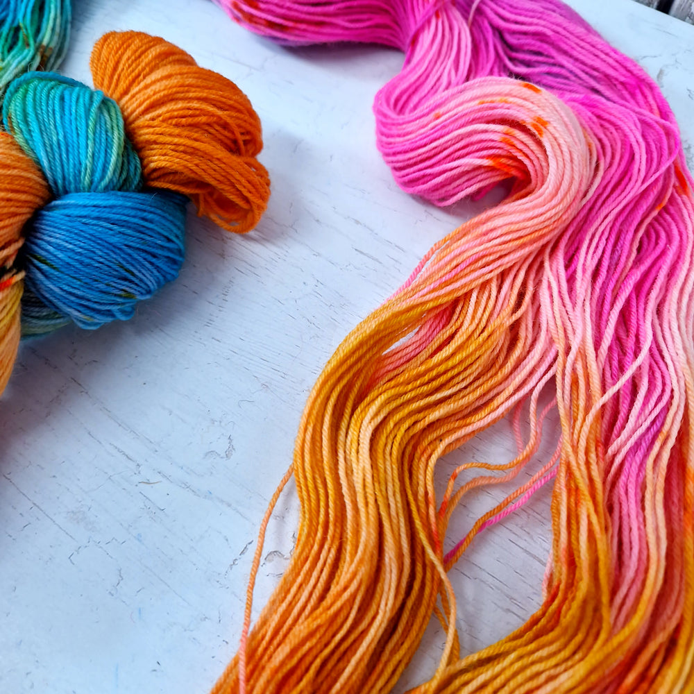 Hand dyed SW Bluefaced Leicester wool - 4ply fingering 100g 400m OOAK LEFTOVERS