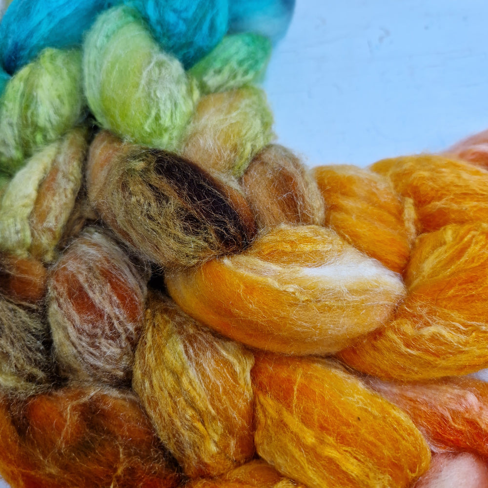 Merino and tussah silk wool top - Hand dyed - 100g (3.5oz) - Leftovers #3