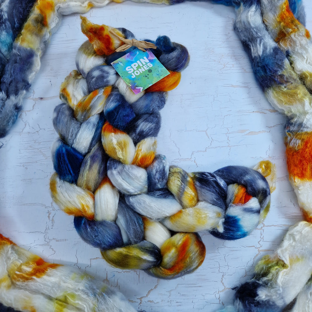 Merino and tussah silk wool top - Hand dyed - 100g (3.5oz) - Leftovers #2