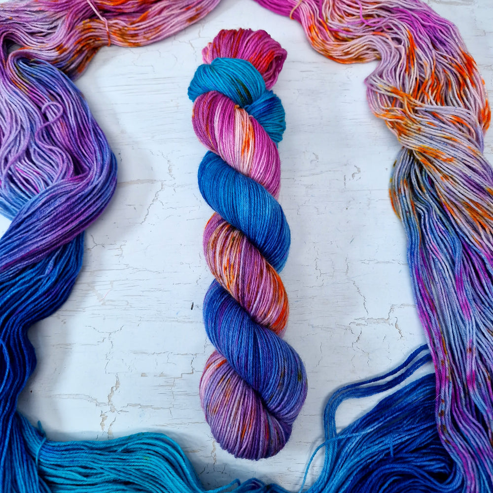 Hand dyed SW Bluefaced Leicester wool - 4ply fingering 100g 400m OOAK LEFTOVERS