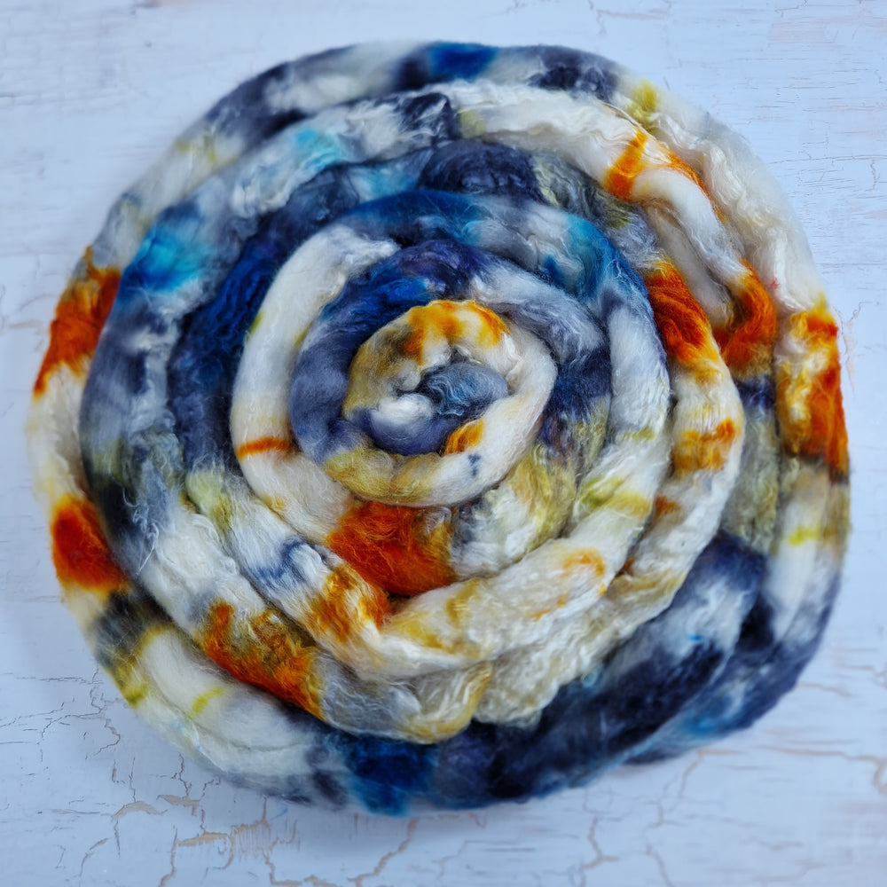 Merino and tussah silk wool top - Hand dyed - 100g (3.5oz) - Leftovers #2