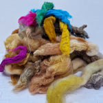 Brown Batt Food - hand dyed fibre scraps for carding, felting, and spinning. 130g (4.5oz)