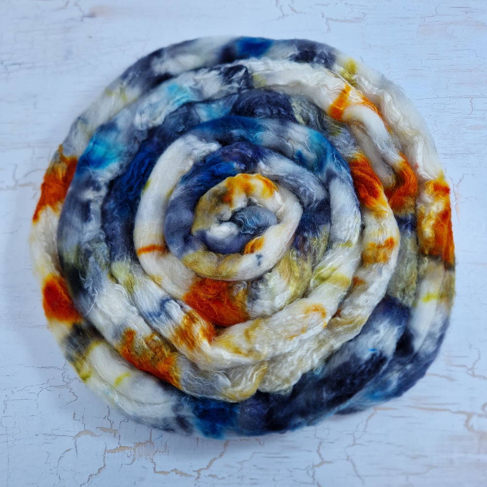 Merino and tussah silk wool top - Hand dyed - 100g (3.5oz) - Leftovers #2