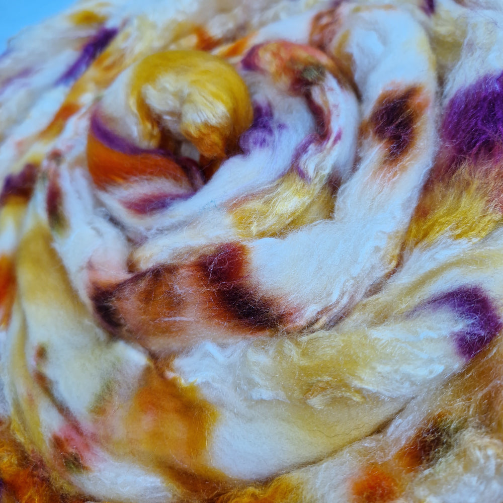 Merino and tussah silk wool top - Hand dyed - 100g (3.5oz) - VANILLA RUST