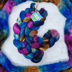 BLUEBERRIES - Bluefaced Leicester & tussah silk wool top combo - Hand dyed spinning wool - 100g (3.5oz)