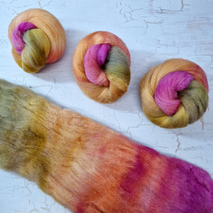 Hand dyed Southdown and silk carded batts - 25g (0.88oz) -