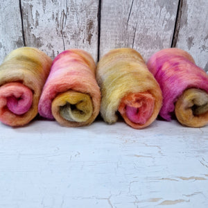Hand dyed Southdown and silk carded batts - 25g (0.88oz) -