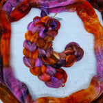 MISHAP (Dragon Kisses) - Bluefaced Leicester & tussah silk wool top combo - Hand dyed spinning wool - 100g (3.5oz)