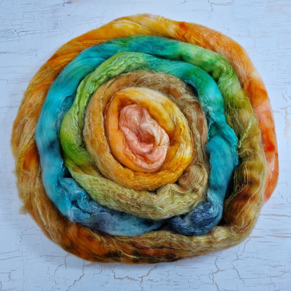 Merino and tussah silk wool top - Hand dyed - 100g (3.5oz) - Leftovers #3