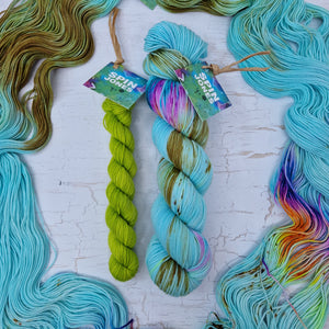 Campervan & Chartreuse  - SOCK YARN DUO - SW Falkland Merino & Nylon