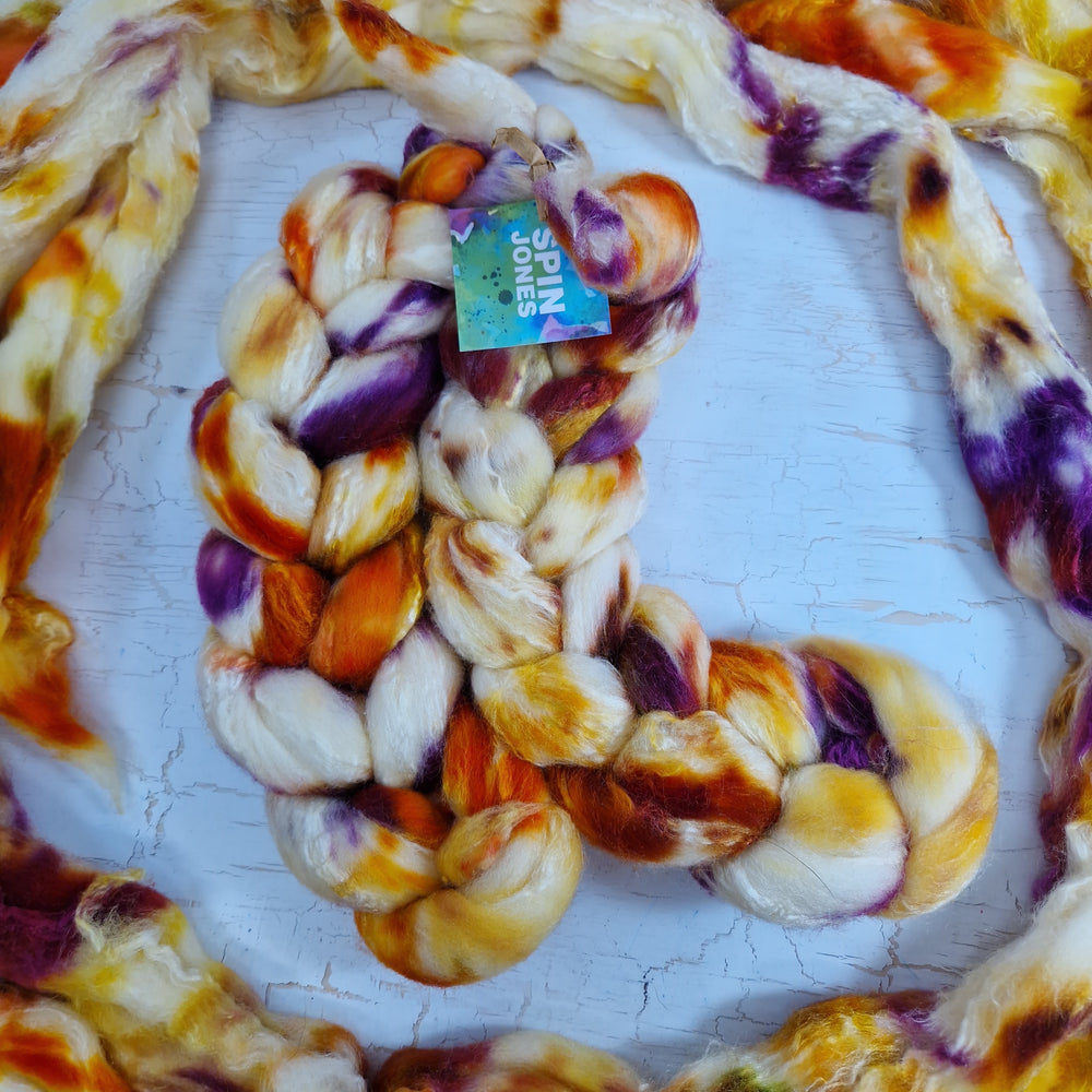 Merino and tussah silk wool top - Hand dyed - 100g (3.5oz) - VANILLA RUST