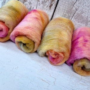 Hand dyed Southdown and silk carded batts - 25g (0.88oz) -