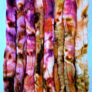 Merino & Tussah silk roving selection - 4 x 25g (4 x 0.88oz) - Set #4