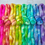 Sock fibre set - 8 x 25g - Recycled Superwash wool and nylon - Hand dyed - 200g 7oz - BRIGHT RAINBOW